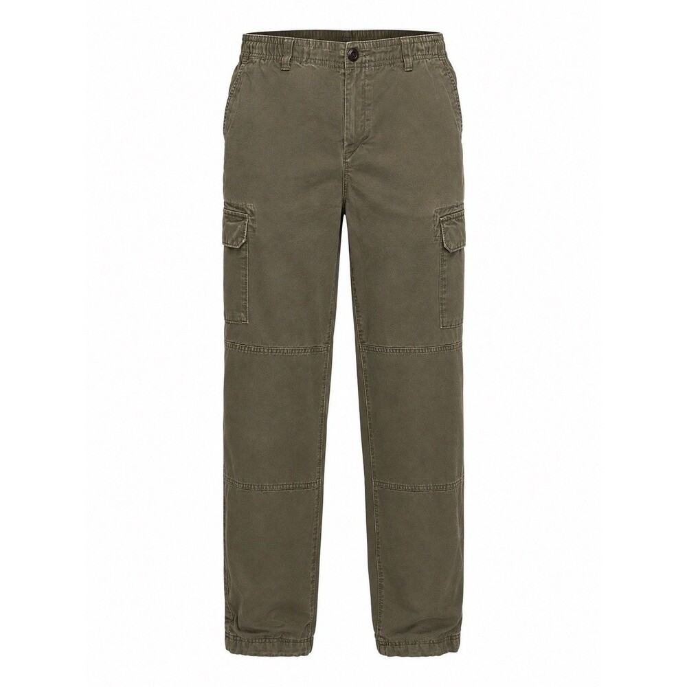 Lands’ End Boys Cargo Pants Size 18 Olive Green Fleece Lined Cotton Utility